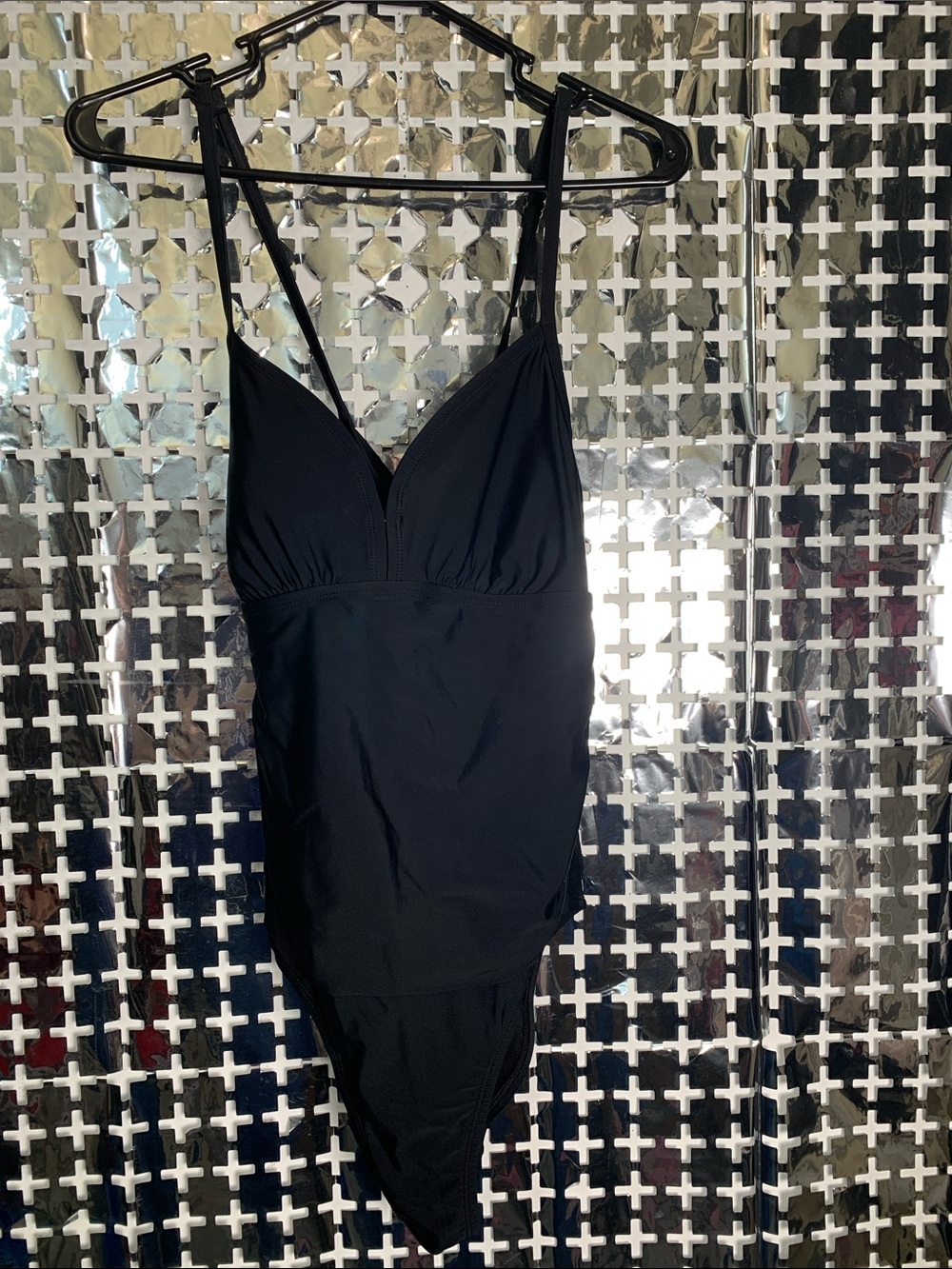 Women’s Strappy Back Black One-Piece Swimsuit - Classic Tank Style - Picture 1 of 4